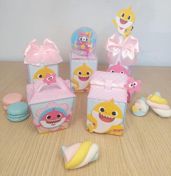 Kit 25 Personalizados Babyshark Rosa