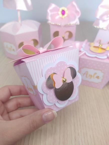 Kit 40 Personalizados - Minnie Rosa Luxo