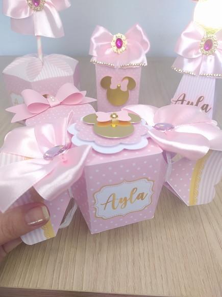 Kit 40 Personalizados - Minnie Rosa Luxo