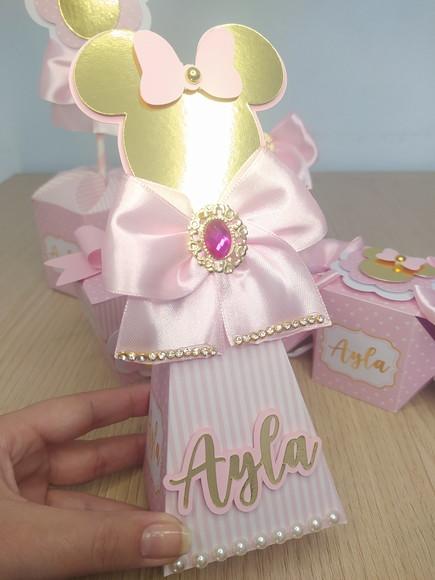 Kit 40 Personalizados - Minnie Rosa Luxo