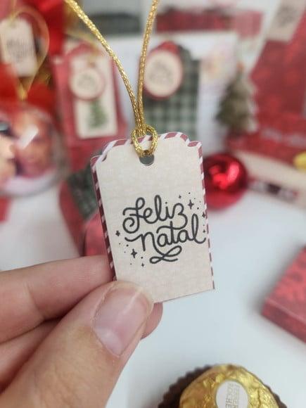 Mini Tag Feliz Natal 3d - 4x2,5cm