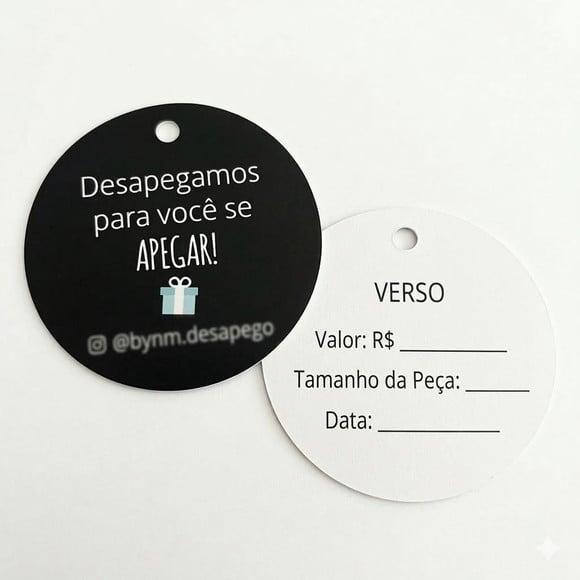 Tag Personalizada Redonda 4cm - Frente Escura Verso Branco