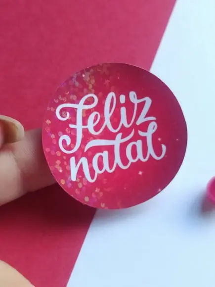 Adesivo Feliz Nata Holográfico - 4cm