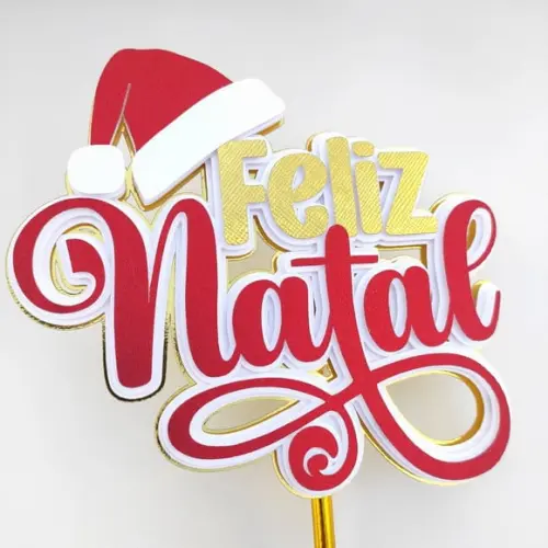 Arquivo de Corte - Topo de Bolo Feliz Natal em Camada