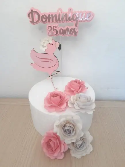 Arquivo De Corte - Topo De Bolo Flamingo Em Camadas