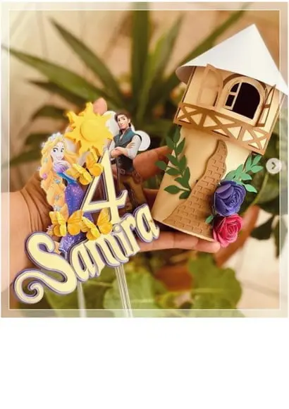 Arquivo de Corte - Topo de Bolo Rapunzel 3d