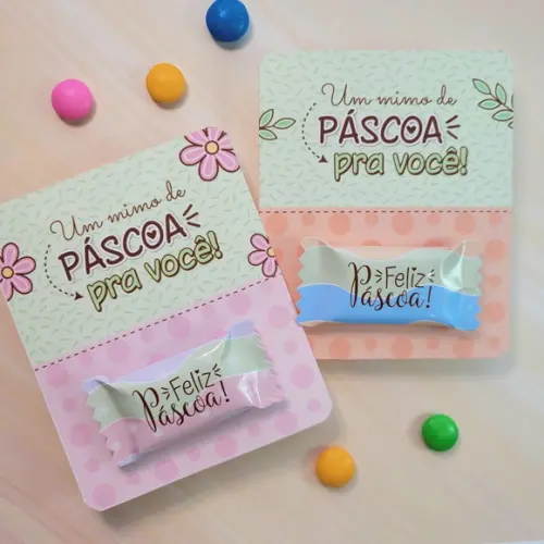 Cartão com Balinha - Feliz Páscoa