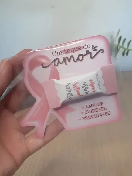 Cartão com Balinha Personalizado Outubro Rosa
