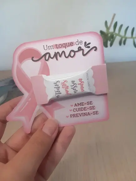 Cartão com Balinha Personalizado Outubro Rosa