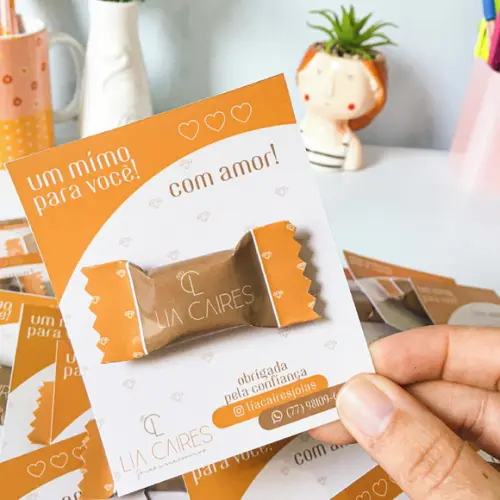 Cartão para Balinha Personalizado com Sua Logo