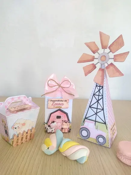 Kit 12 Personalizados Fazendinha Rosa