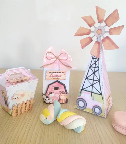 Kit 12 Personalizados Fazendinha Rosa