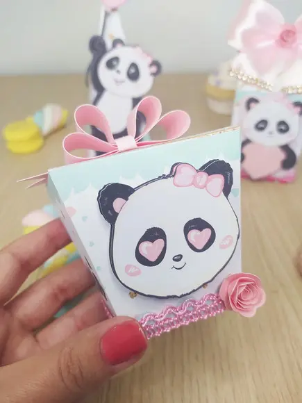 Kit 15 Personalizados 3d - Panda Rosa