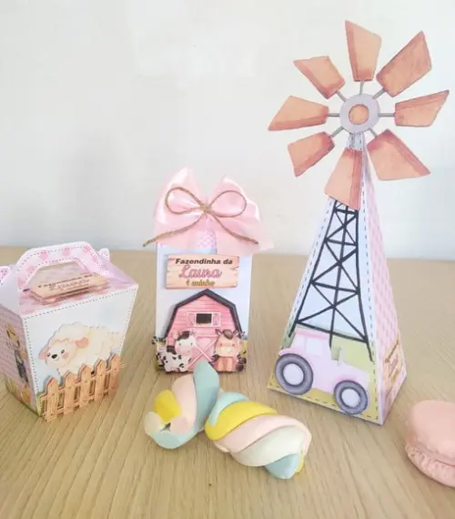 Kit 15 Personalizados Fazendinha Rosa