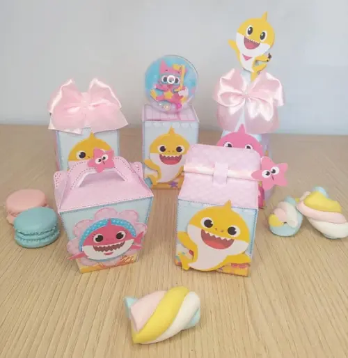 Kit 25 Personalizados Babyshark Rosa