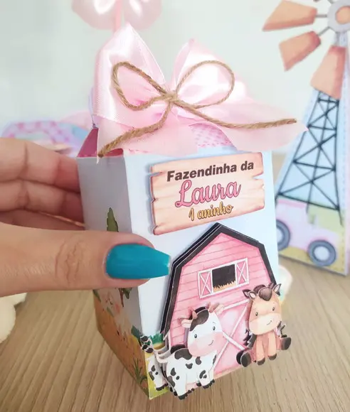 Kit 30 Personalizados Fazendinha Rosa