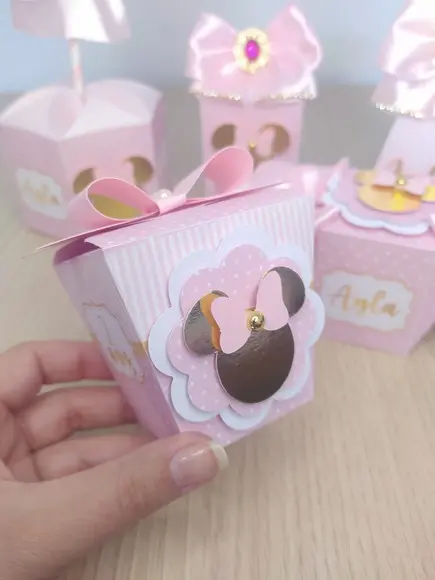 Kit 40 Personalizados - Minnie Rosa Luxo