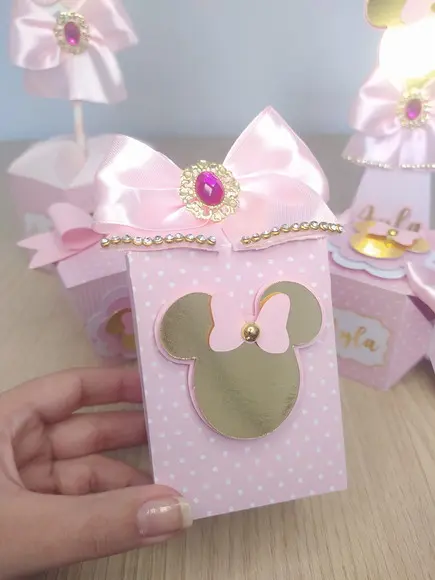Kit 40 Personalizados - Minnie Rosa Luxo