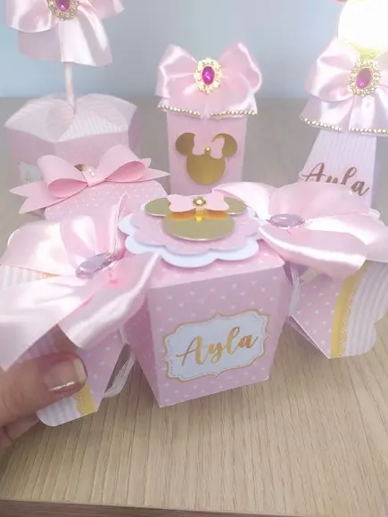Kit 40 Personalizados - Minnie Rosa Luxo