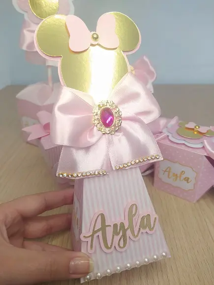 Kit 40 Personalizados - Minnie Rosa Luxo