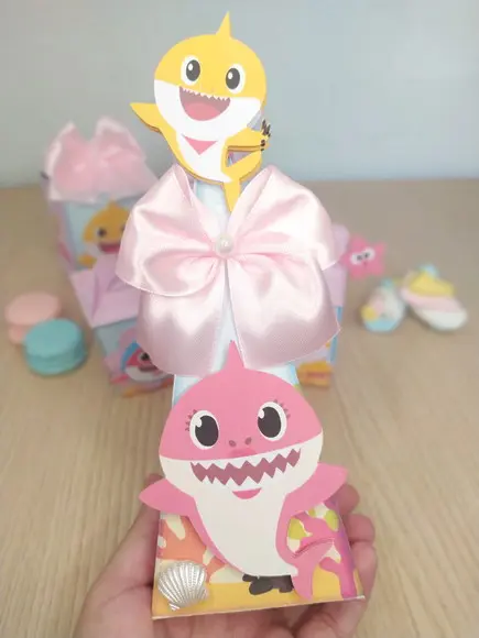 Kit 50 Personalizados Babyshark Rosa