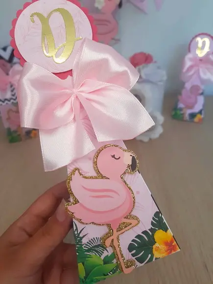 Kit Festa 20 Personalizados Flamingo Semi Luxo