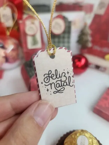 Mini Tag Feliz Natal 3d - 4x2,5cm