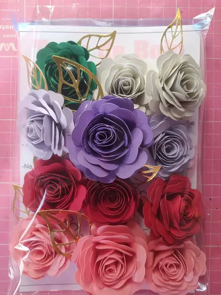 Rosa de Papel para Topo de Bolo