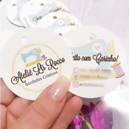 Tag Personalizada Quadrada ou Redonda 5cm - Frente e Verso