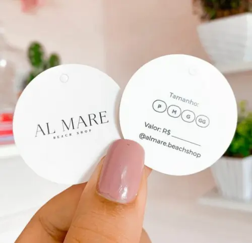 Tag Personalizada Quadrada ou Redonda 6cm - Frente e Verso
