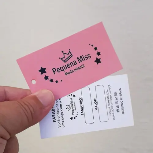 Tag Retangular para Roupas 9x5cm - Frente e Verso