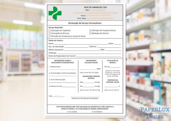 Declaração de Serviço Farmacêutico A5 100 Fls