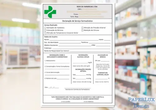 Declaração de Serviço Farmacêutico A5 100 Fls