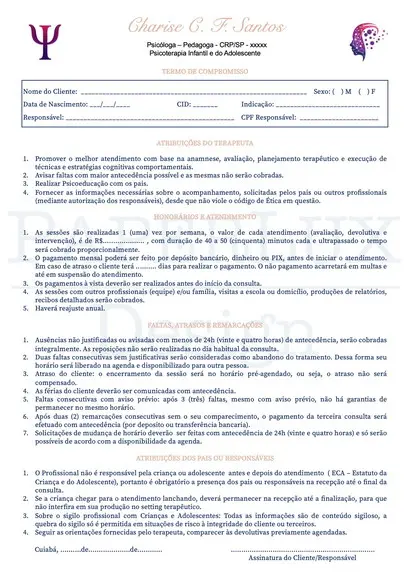 Temo de Compromisso Psicologia - Personalizado