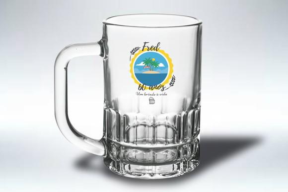 Caneca Personalizada de Chopp Vidro 300ml - Kit 48 Un.