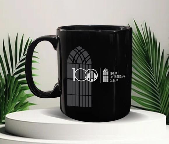 Caneca Personalizada Preta de Porcelana 300ml - Kit 48 Un.