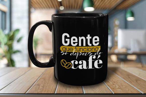 Caneca Personalizada Preta de Porcelana 300ml - Kit 48 Un.