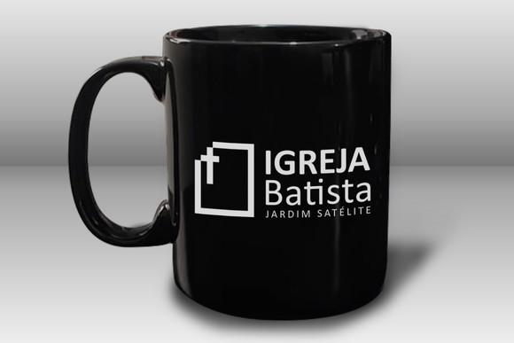 Caneca Personalizada Preta de Porcelana 300ml Kit 48 Un.
