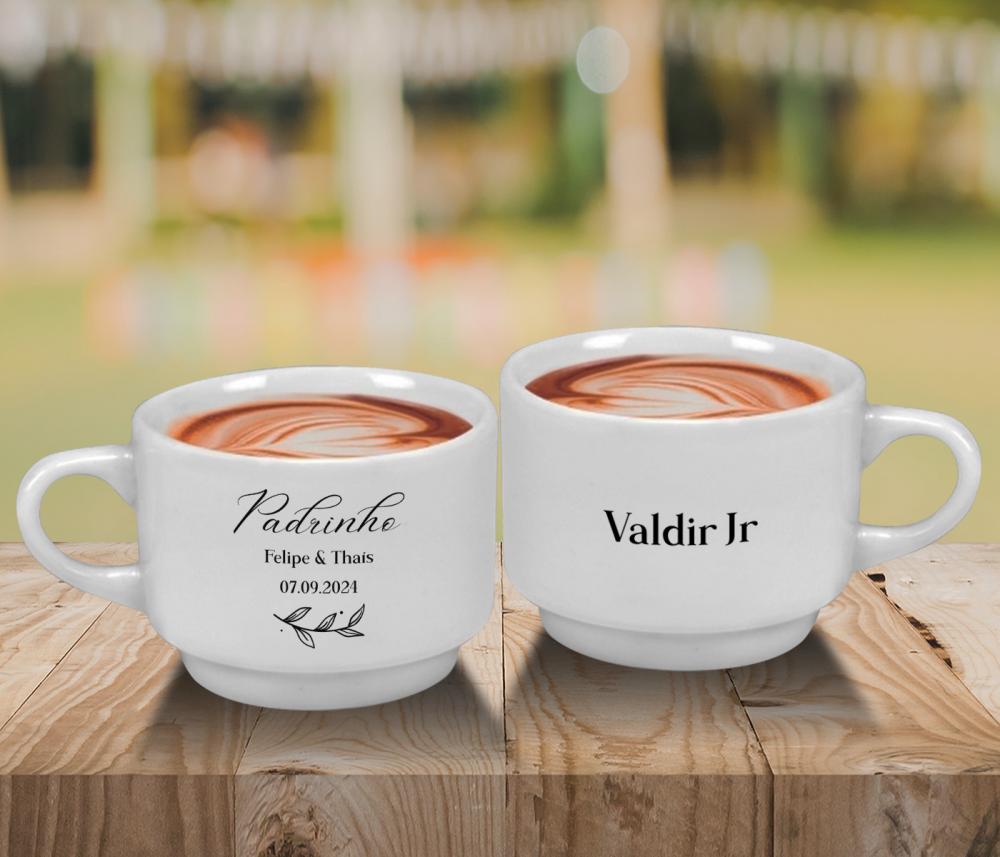 Xicara Personalizada Empilhável com Pires 170ml - 48 Unidade