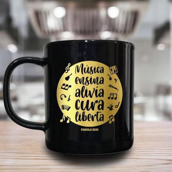 Caneca Porcelana Personalizada Preta 300ml - Kit 48 Unidades