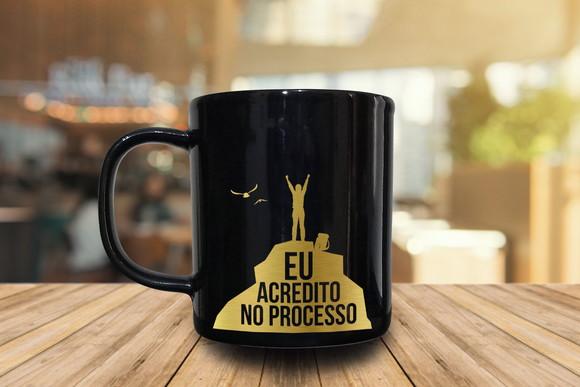 Caneca Porcelana Personalizada Preta 300ml - Kit 48 Unidades