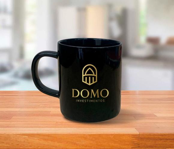 Caneca Preta Personalizada 200ml de Porcelana
