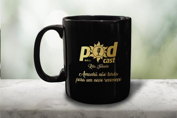 Caneca Preta Personalizada 300ml - Kit 24 Unidades