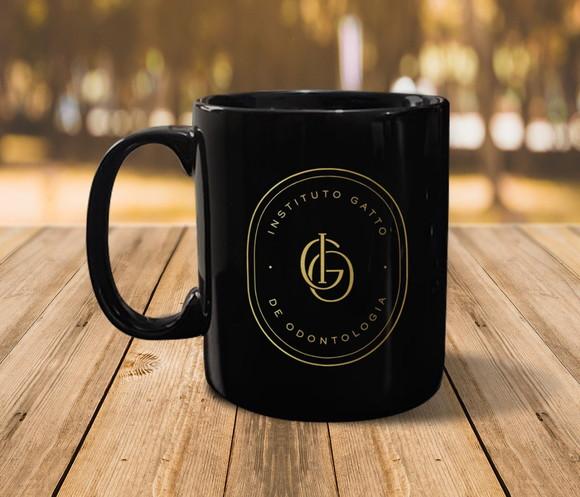 Caneca Preta Personalizada 300ml - Kit 48 Unidades