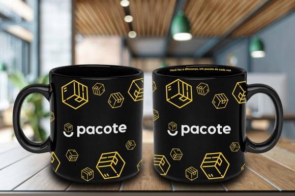 Caneca Preta Personalizada de 300ml - Kit 48 Unidades