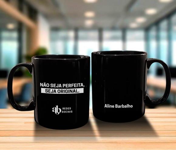 Caneca Preta Personalizada de Porcelana 300ml - 150 Unidades