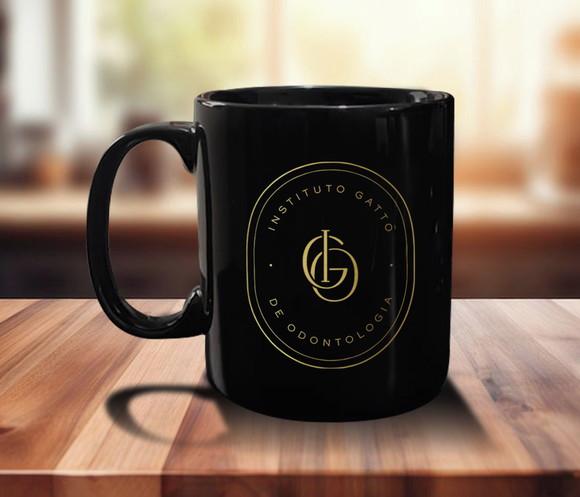 Caneca Preta Personalizada de Porcelana 300ml - 24 Unidades