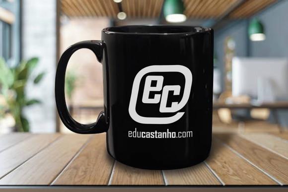 Caneca Preta Personalizada de Porcelana 300ml - 24 Unidades
