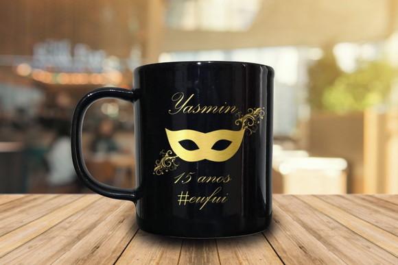 Caneca Preta Personalizada de Porcelana 300ml - 24 Unidades