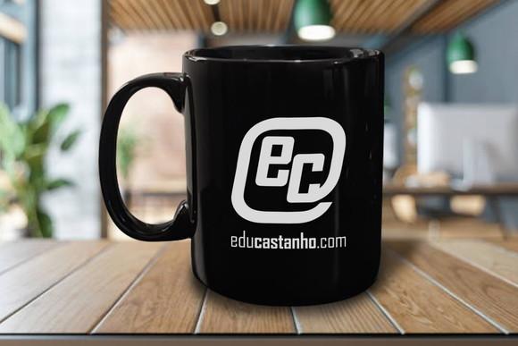 Caneca Preta Personalizada de Porcelana 300ml - 50 Unidades